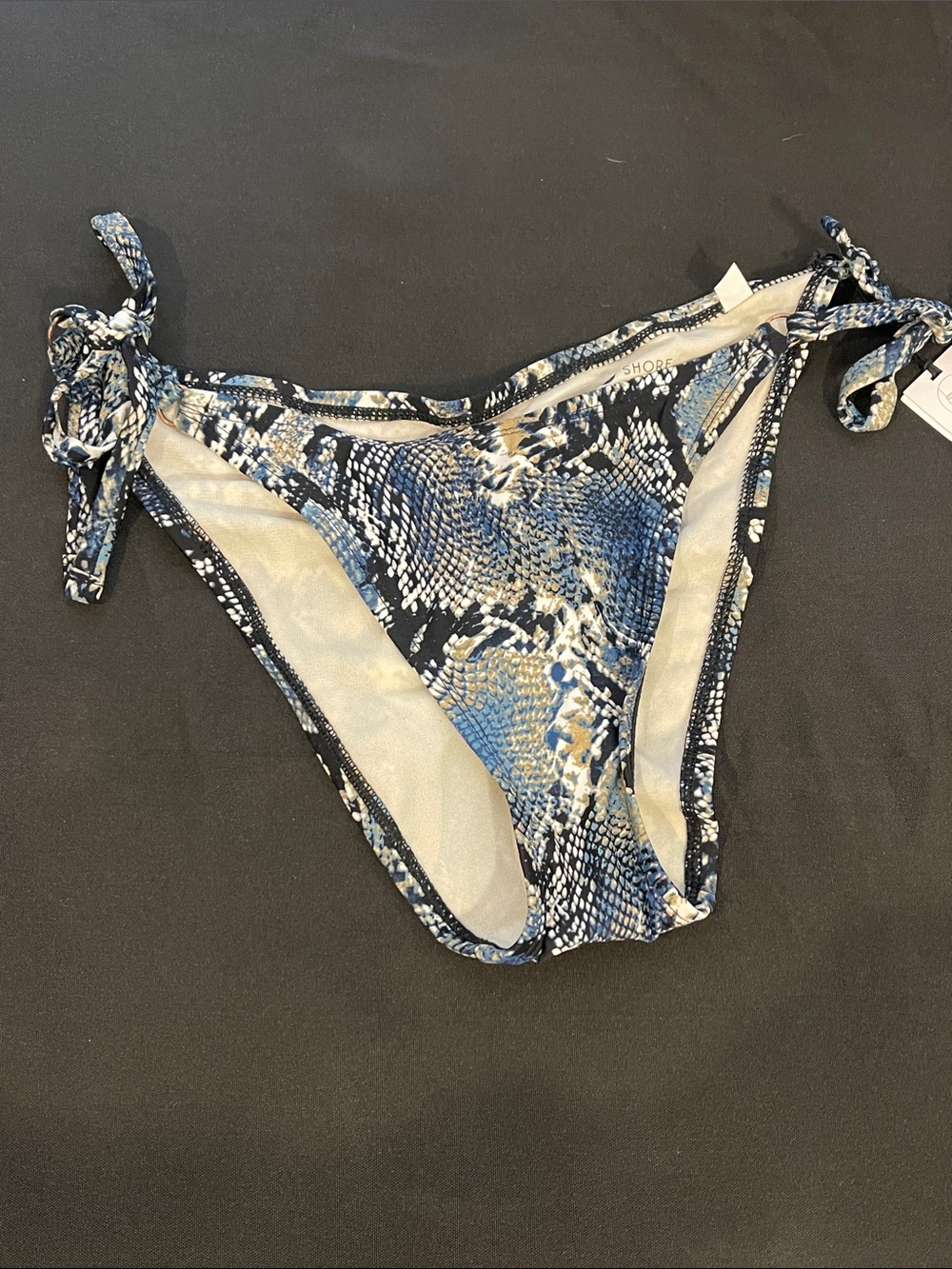 Shade & Shore Navy and White Snakeskin Tie-Side Bikini Bottom